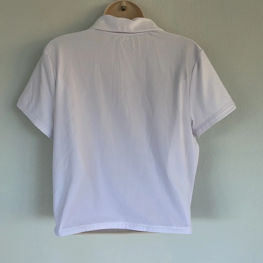 Chubby Mermaids white athletic cropped tennis polo top size XL